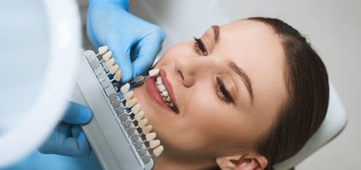 Women having smile enhancement treatment with Veneers