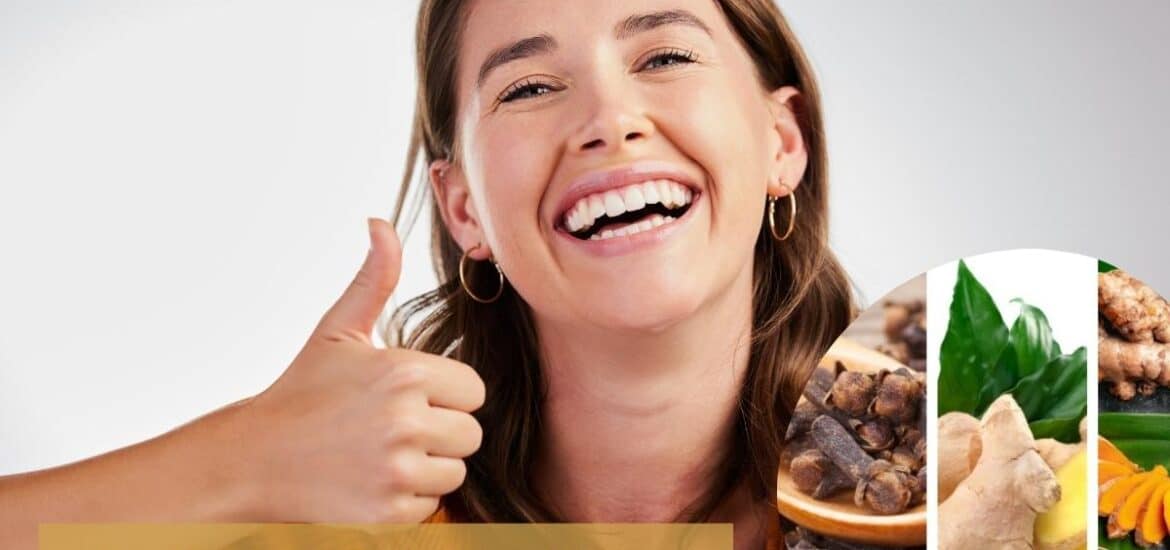 blog image with text overlay and Joyful women with bright, healthy smiles